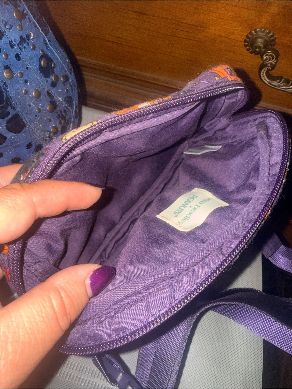 Vera Bradley Purple Halloween Snoopy Crossbody Bag with Cartoon Pumpkin Print - Picture 3 of 4